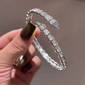 Serpenti Snake Crystal Silver Cuff Bracelet brand
